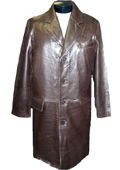 Men's Brown Leather long trench coat