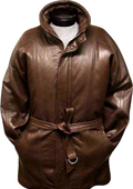 Men's Brown Leather long trench coat