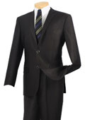  Single Breasted 2 Buttons Black Suit