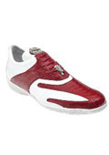 Mens White and Red Sneakers