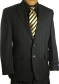 2 Button Black Pinstripe Suit
