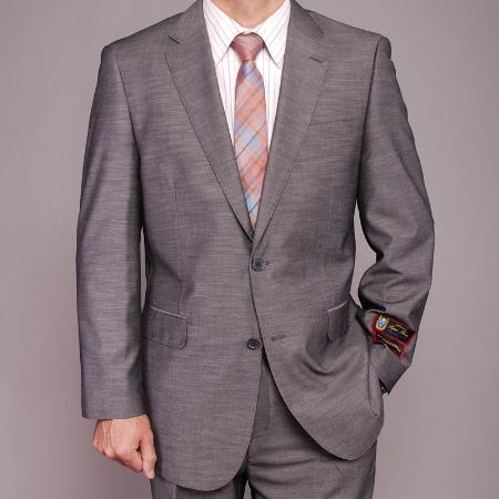Notched lapel collar Gray Double Vent 2 Button Suit