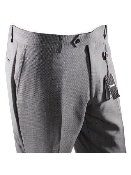 Flat Front Birdseye Pattern Modern Fit Grey Pant