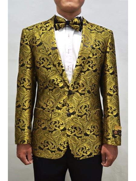 Gold & Black Prom Affordable Cheap Priced Unique Fancy For Men Available Big Sizes on sale Blazer Fashion Sport Coat Matching Bowti