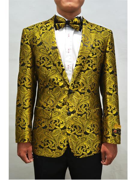 Unique Matching Bow Tie Perfect For Wedding & Prom Gold + Floral ~ Affordable Cheap Priced Unique Fancy For Men Available Big Sizes on sale Fancy Fashion Paisley Blazer Sport Coat