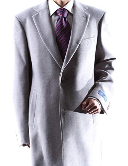  Three Cuff Link Gray Two Button Long men's Dress Topcoat -  Winter coat - Mens Overcoat