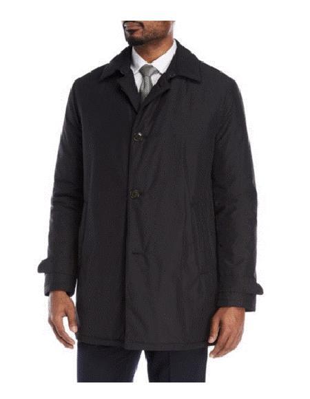  Lerner ~ Edgar Cheap Big And Tall Trench Coat Black ~ Rain Coat 36 Inch Length Dress Coat Cheap Priced Available In Big & Tall Sizes