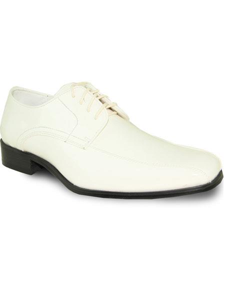  Oxford Formal Tuxedo VANGELO Ivory Dress Patent - Wide Width men's Prom Shoe Perfect for Wedding - men's Shiny Shoe