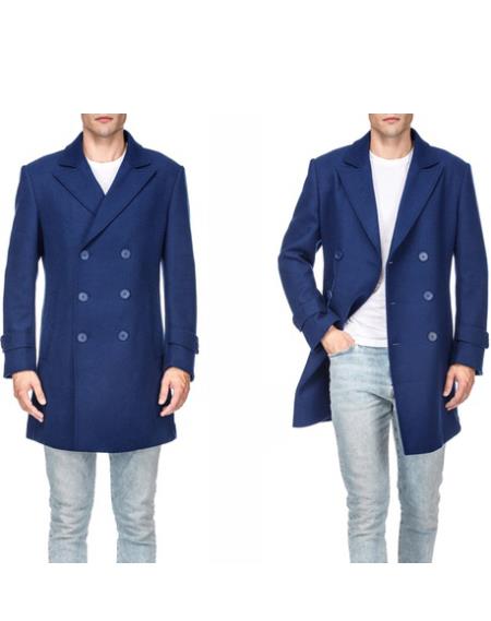 Royal Blue ~ Indigo Mens Wool Blend Coat