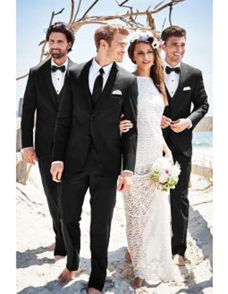  men's Black Beach Wedding Attire Menswear Suit  