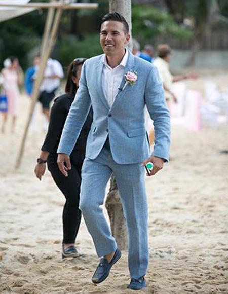  men's Beach Blue Wedding Attire Menswear Suit     