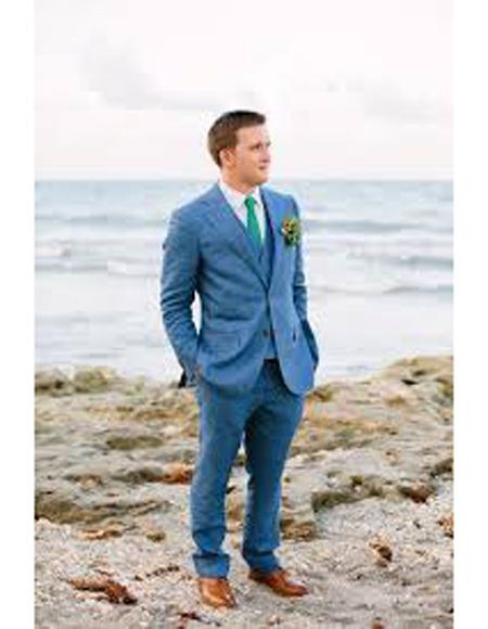  men's Beach Blue Wedding Menswear Suit                