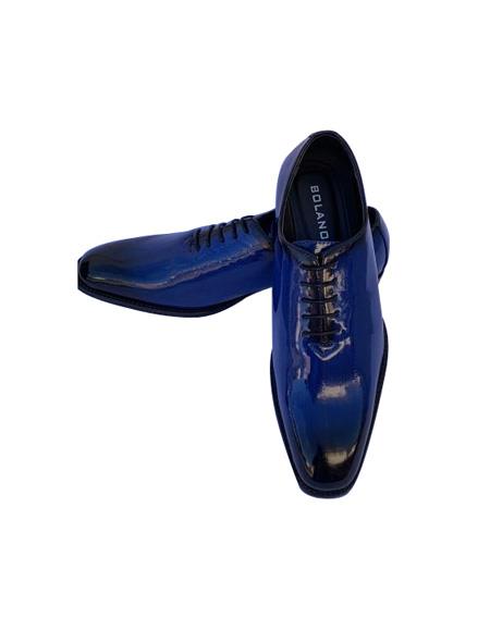 Mens Dark Blue Lace Up Style Dress Shoes