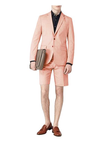  men's Dark Beige Suit For Men - Mens Short Pants Suit Set