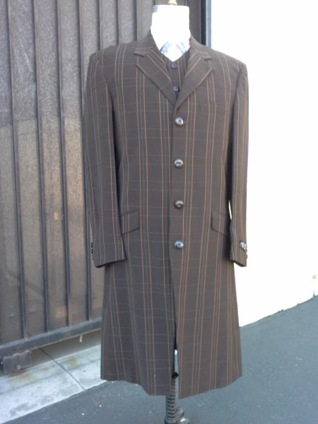 Mens Brown Maxi Zoot Suit Full Length Suit