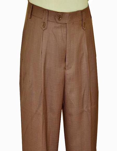  Pronti Luggage Flapped Pockets / Brown Wide Leg Slacks With Custom Button Tabs