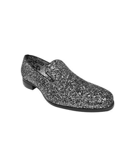  men's Shiny Fashionable Slip On Black ~ White Shoe