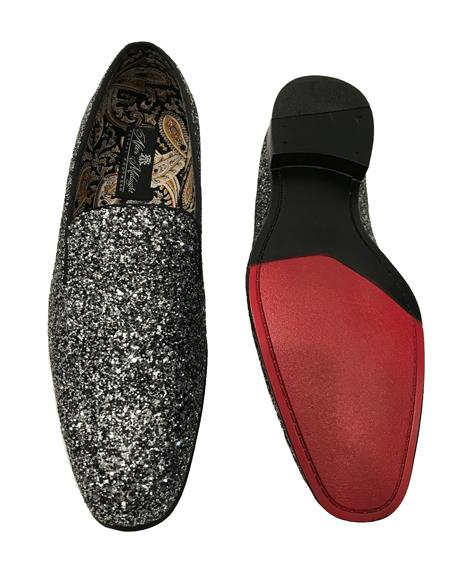  men's Slip Fashionable On Shiny Black ~ White Shoe