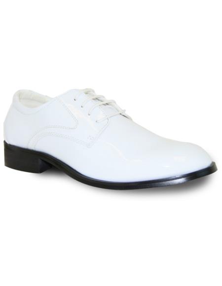  Men Premium Cushion Insole Dress Shoe White Patent - men's Shiny Shoe