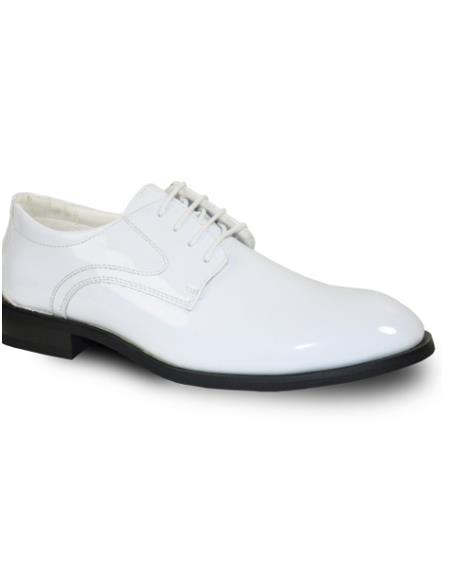  TAB Perfect for Wedding Formal Tuxedo White Patent Oxford Dress men's Prom Shoe - men's Shiny Shoe