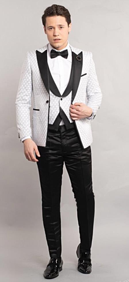 Giovanni Testi Tuxedo Suit White Jacket And Pants