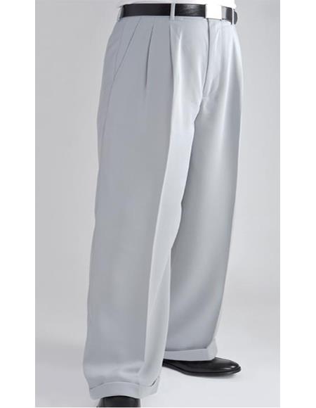 Mens Stylish Flat Front Pant Silver Formal Dressy Pant