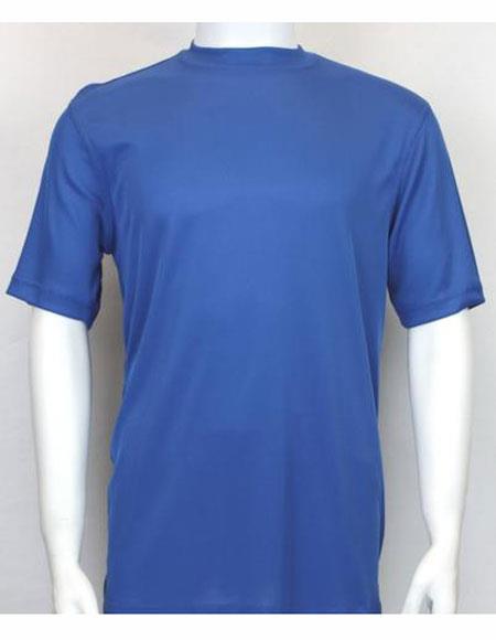 Mock Short Sleeve Royal Blue Neck Shirts For Men