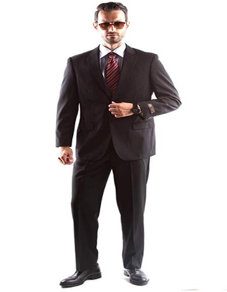  men's Black Two Button Dress Suit 