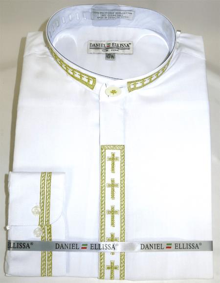  men's French Cuff Daniel Ellissa White ~ Gold Shirt 