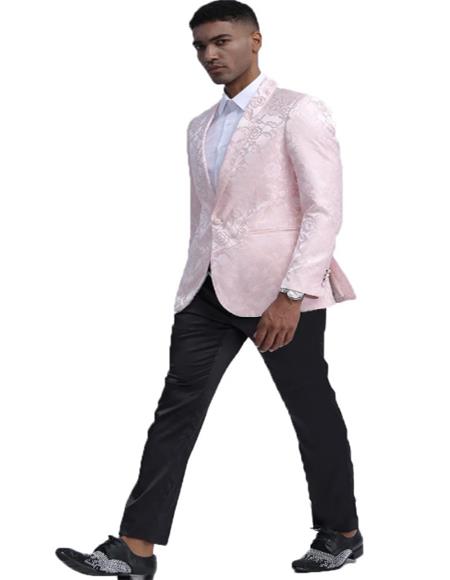  Slim Fit Tuxedo 2020 Floral Pattern Fashion Blazer Perfect for Prom ~ Dinner Jacket Paisley & Wedding & Stage Pink