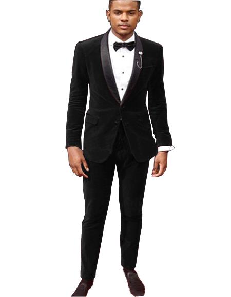 Black Suit / Tuxedo Jacket and Velvet Pants 