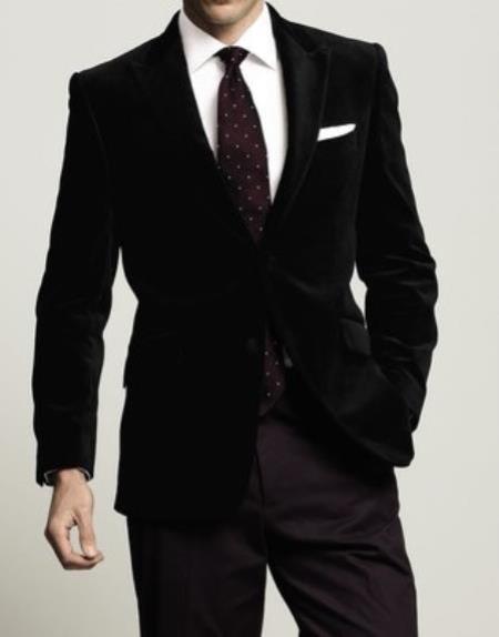  Velour men's Blazer Jacket New Luxury 2 Btn Black Velvet Formal Wedding Tuxedo