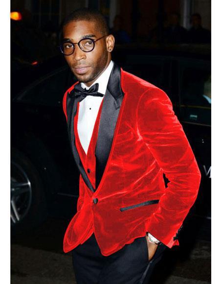 men's Hot Red Velvet Tuxedo Cheap Priced velour men's Blazer Jacket For Men ~ Sport c