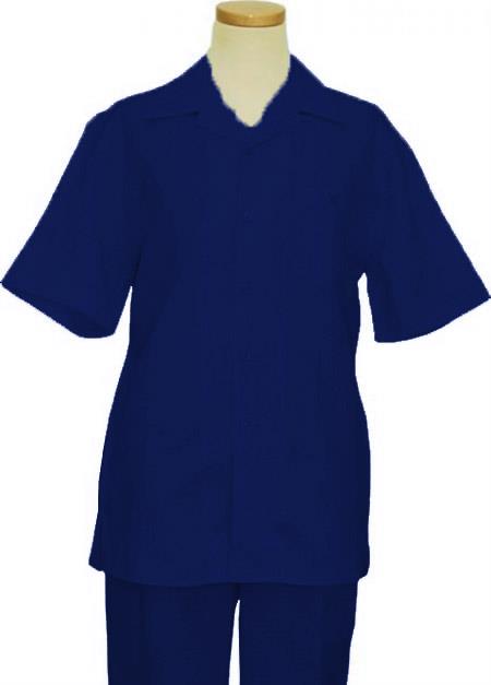  Linen Walking Suit Royal Blue- Casual Suits For Men - Mens Leisure Suit