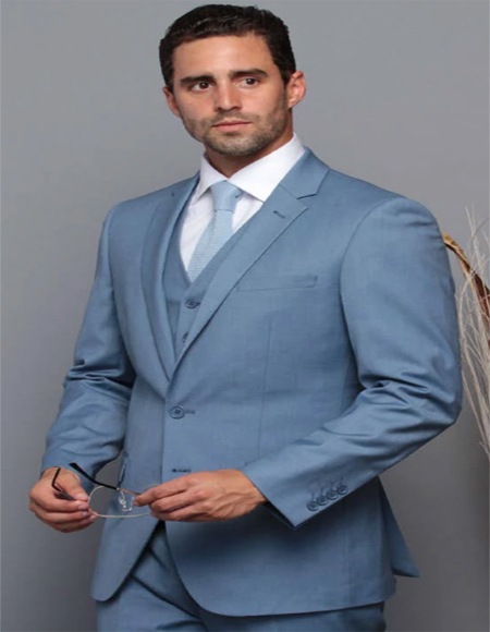  Ultra Extra Slim Fit Suit ~ Tapered Fitted European Cut - Young men's Suit Ocean Blue - men's Slim Fit Suit - Fitted Suit - Skinny Suit