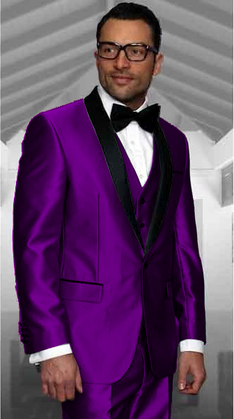 Dark Purple Tuxedo Shawl Collar Jacket & Pants Prom or Wedding or Groom Tuxedo