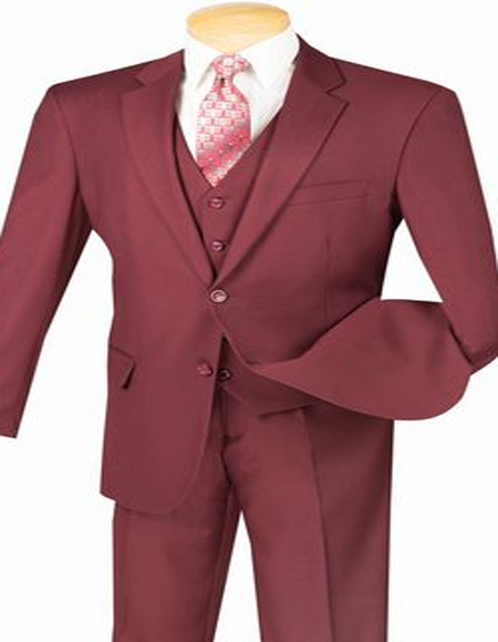  Burgundy Maroon Suit 3 Piece Suit for Men