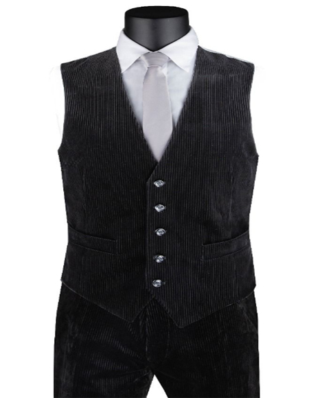  Corduroy Pants + Matching Vest Package Set + Black