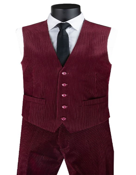  Corduroy Pants + Matching Vest Package Set + Burgundy