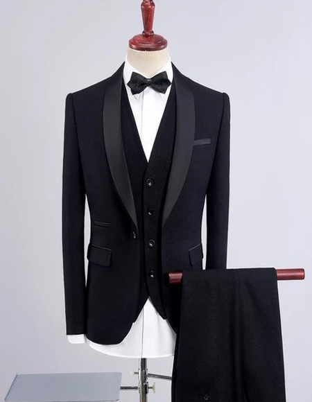Mens 3 Pieces Wedding ~ Prom Shawl Collar Vested Tuxedos