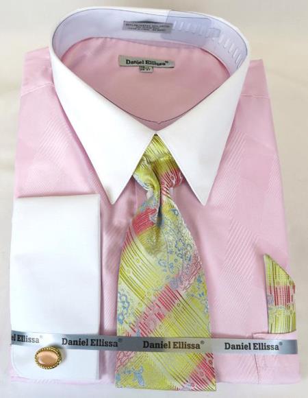  Bold pattern Tie Pink Colorful men's Dress Shirt