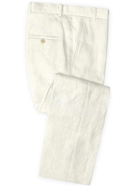  men's Linen Fabric Safari Natural Flat Front Pants