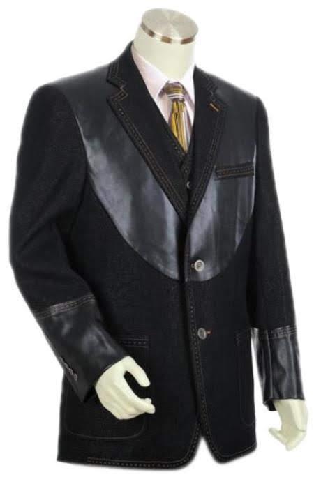  men's Black Denim blazer - Sport Coat Jacket (No Pants) - men's Fashion blazer