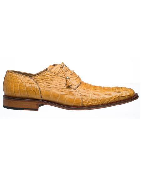  men's Camel Color Toe Style Alligator Shoes
