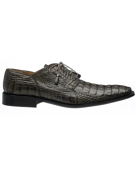  men's Black Color Toe Style Alligator Shoes