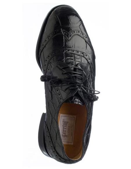  men's Black Color Genuine Alligator Shoes