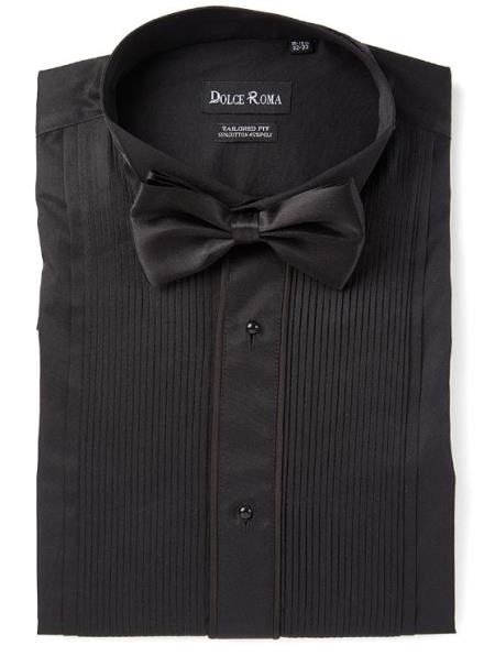 Men's Black 55% Cotton Tuxedo Shirt 