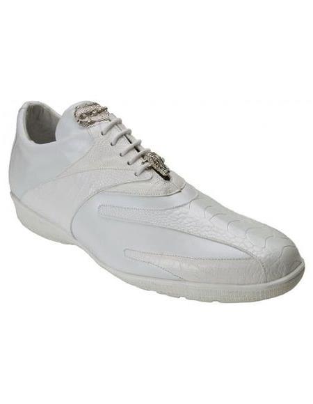  Belvedere men's White Ostrich Sneaker