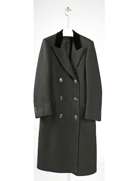 Mens Double Breasted Chesterfield Gray Overcoat Wool Topcoat