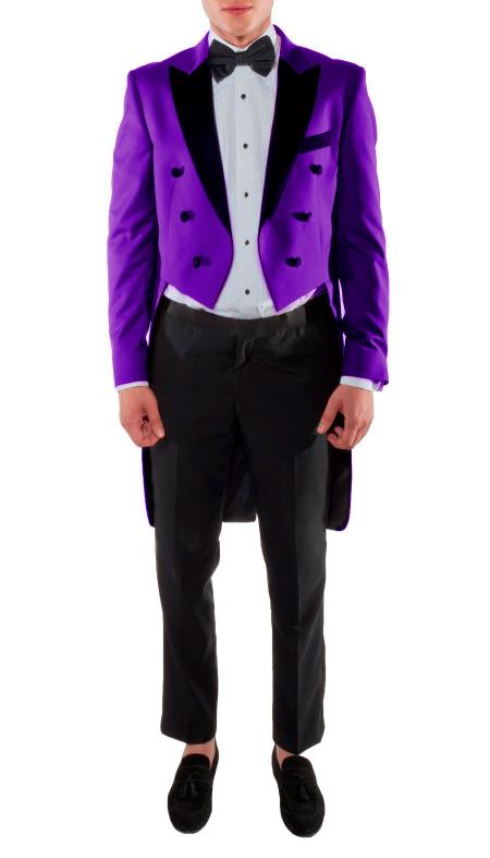VICTORIAN TAILCOAT - Tuxedo Jacket With The Tail Suit Tuxedo With Tails - Dark Purple Tuxedo